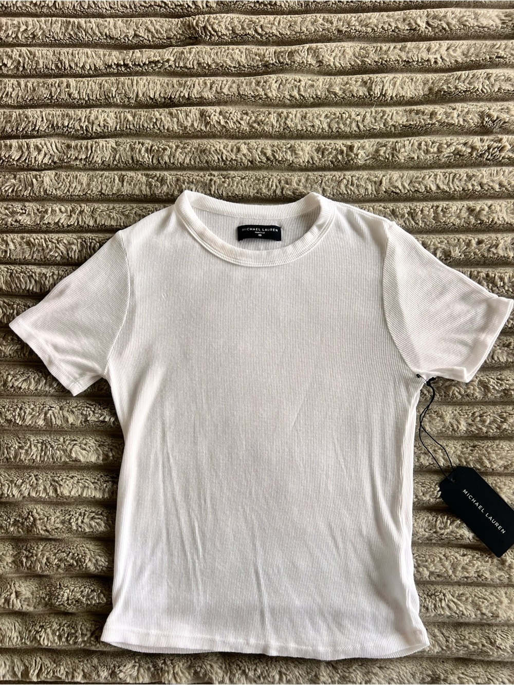 Michael Lauren NWT Ribbed Crew Neck T-Shirt Size XS Made In LA